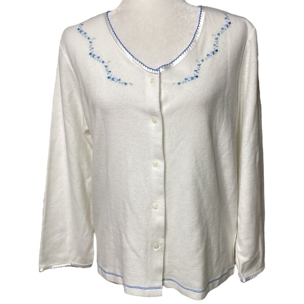 Vintage J. Appel‎ Classics Soft Embroidered Cardigan Sweater Women's Size Medium
